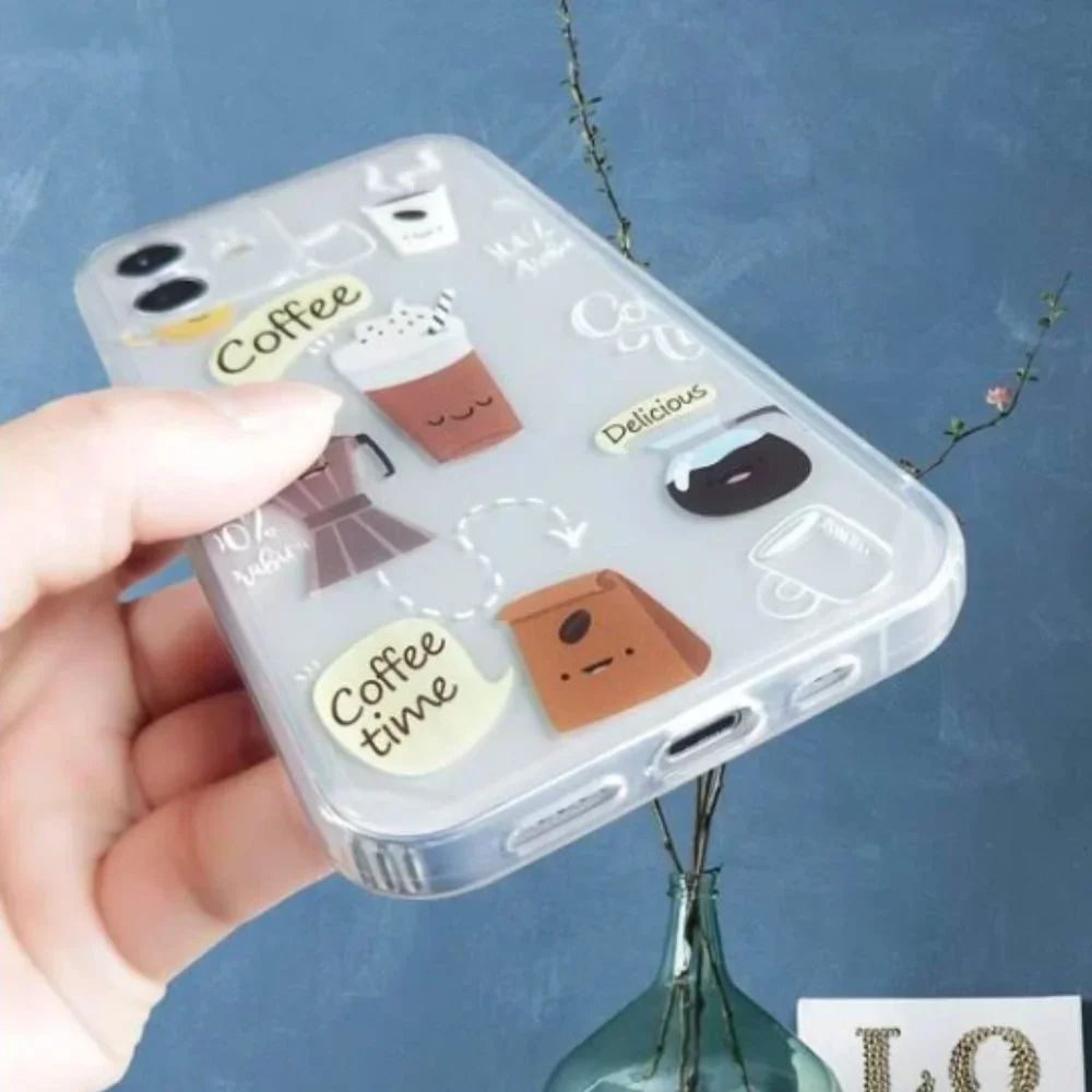 NEW iPhone 13/Pro/Max Coffee Painted Clear iPhone case